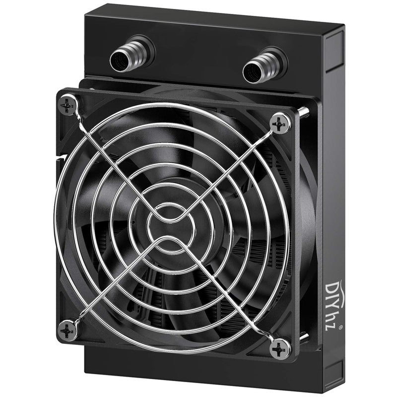 DIYhz Water Cooling Computer Radiator, 8 Pipe Aluminum Heat Exchanger Liquid Cooling Radiator Heat Sink 80mm with Fan for CPU PC Laser Water Cool System DC12V Black - Image 1